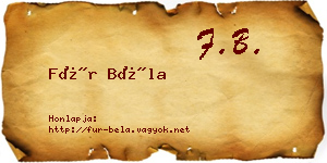Für Béla névjegykártya